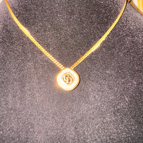-SOLD-Christian Dior rhinestone necklace gold plated - Picture 3 of 9